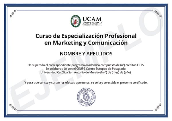 Diploma de Curso de Marketing y Comunicación Online