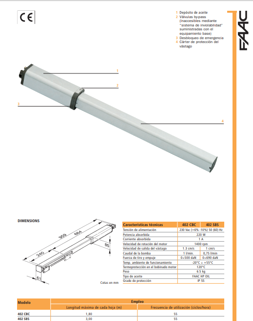 motor batiente hidraulico FAAC 402SBS - Imagen 4