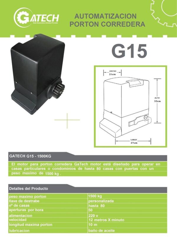 Motor corredera GATECH G15 - Imagen 2
