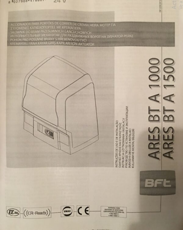 Motor corredera BFT ARES 1000KG - Imagen 6